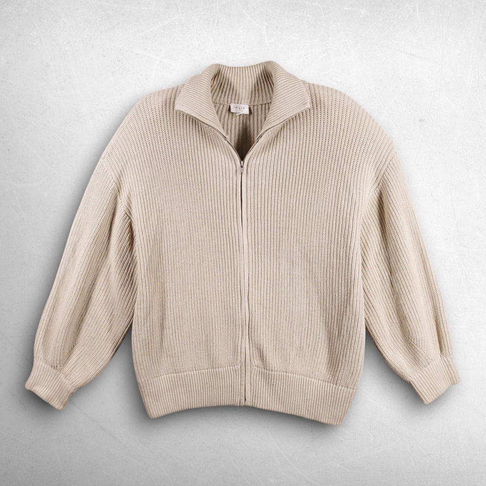 Le Lis Oversized Sweater Jacket Women XS Beige Minimalist Clean Girl Granola